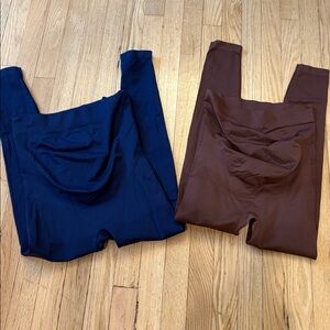 Blanqi maternity leggings brown navy size maternity medium
